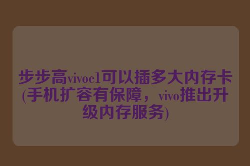 步步高vivoe1可以插多大内存卡(手机扩容有保障，vivo推出升级内存服务)